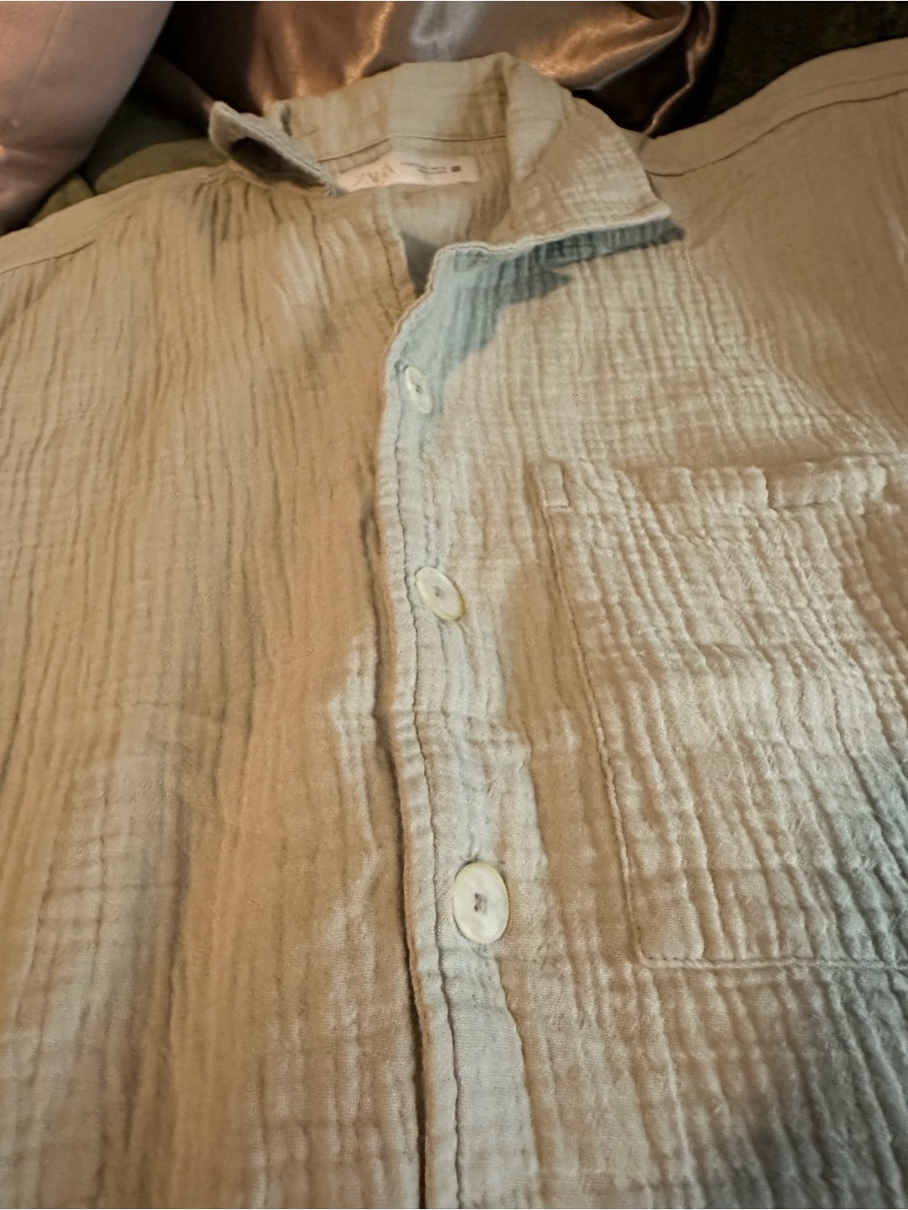 Boy’s Lightweight Textured Button-Up Shirt - Cream